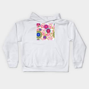 Floral pattern with colorful geometric motifs Kids Hoodie